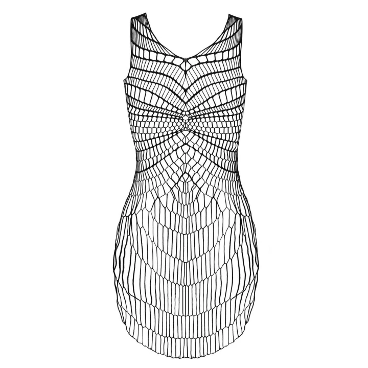 Sukienka kąpielowa OBSESSIVE D607, czarna, elastyczny materiał, geometryczny splot