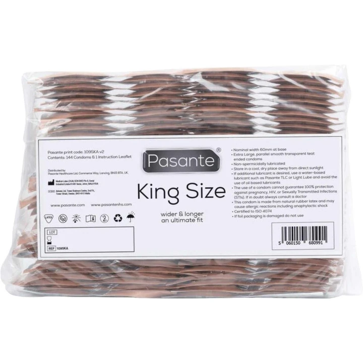 Prezerwatywy Pasante King Size 144 szt. – Większy rozmiar, brak środka plemnikobójczego