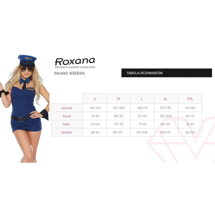 Strój erotyczny ROXANA - mini sukienka, regulowany pasek, dekolt w serek