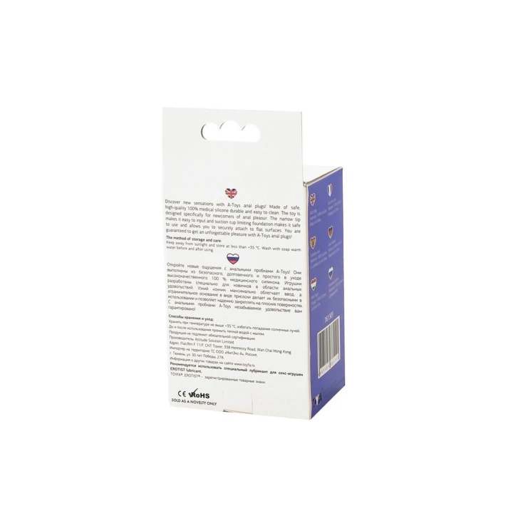 Wtyk analny A-Toys, silikonowy, fioletowy, przyssawka, 10.2 cm, dla początkujących