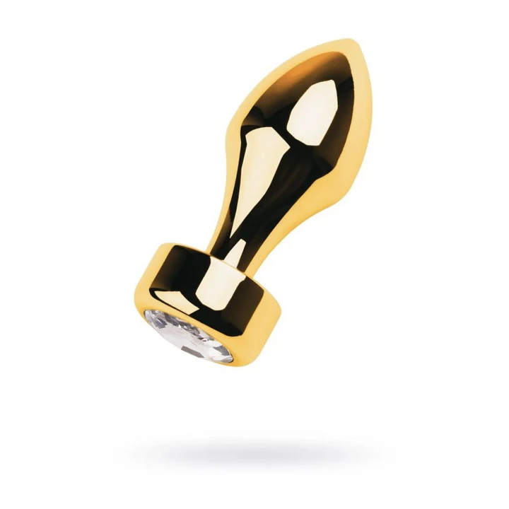 Korek analny TOYFA Metal, długość 9,5 cm, średnica 2-3,5 cm, złoty z kryształkiem