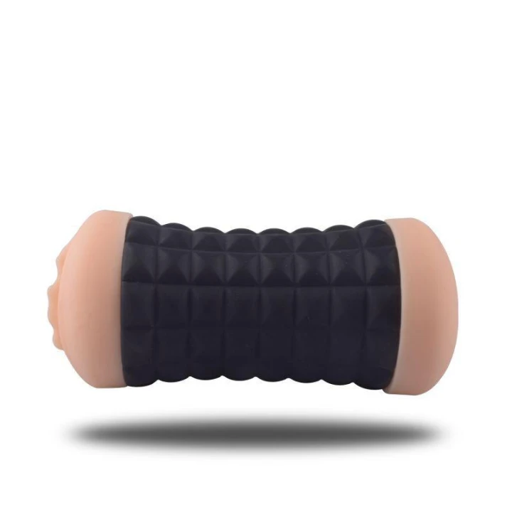 Masturbator - Doppio, 15 cm długości, symulacja pochwy i odbytu, czarny silikon