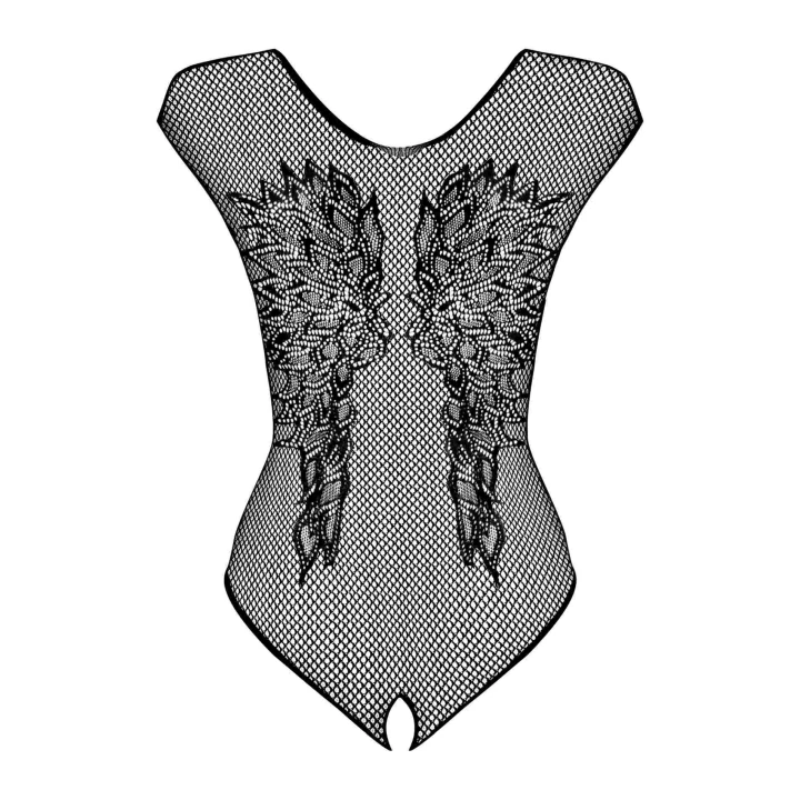 Body OBSESSIVE B112, czarna siateczka, głęboki dekolt, otwarty krok S/M/L