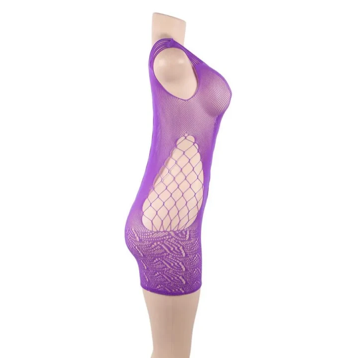 Sukienka erotyczna H3161 – fioletowa, siateczkowa, elastyczny materiał (XL)
