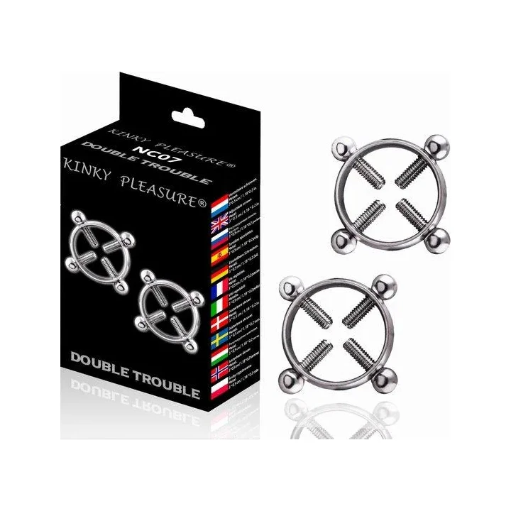Obejma na sutki Kinky Pleasure - Podwójna regulacja, stal nierdzewna, eleganckie opakowanie