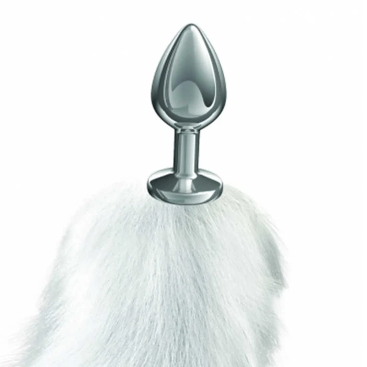 Korek analny, Diamond Galaxy, srebrny metal, hipoalergiczny, futrzany ogon