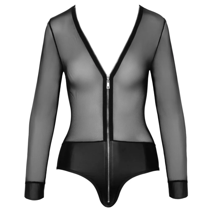 Body COTTELLI LINGERIE z długim rękawem, przezroczysty, z zapięciem do bioder