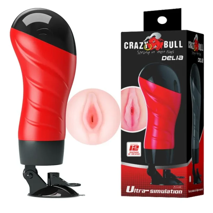 Masturbator z wibracjami PRETTY LOVE CRAZY BULL, 12 funkcji, przyssawka, długość 28,3 cm