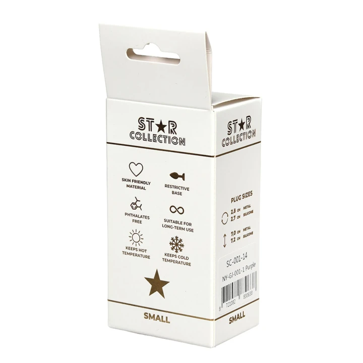 Korek analny S – silikonowy, fioletowy kamień, 2,8×7 cm