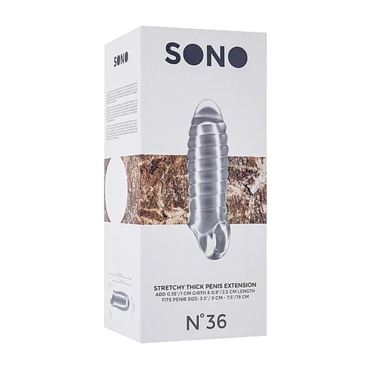 Tuleja powiększająca penis No.36 - przezroczysta, wodoodporna, miękki materiał TPE