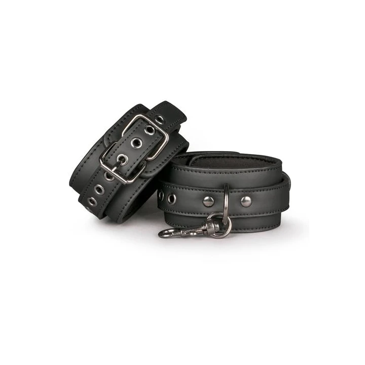 Mankiety na kostki regulowane 13-30 cm, sztuczna skóra, z metalowym łańcuchem