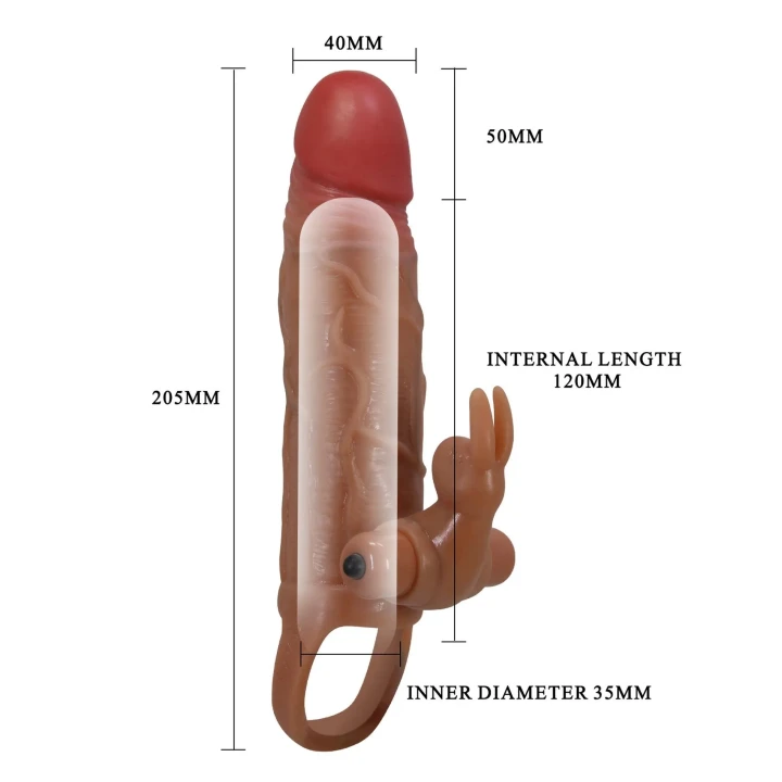 Dildo PRETTY LOVE - Osmar, 20,5 cm, 10 trybów wibracji, przezroczysty TPR