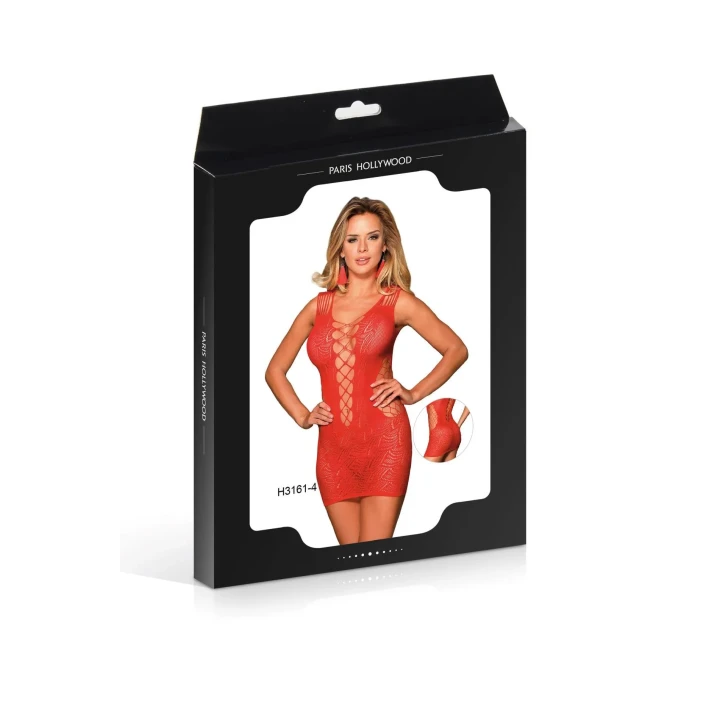 Sukienka obcisła PARIS HOLLYWOOD, Czerwona, Perforowana Siatka, Rozmiar TU