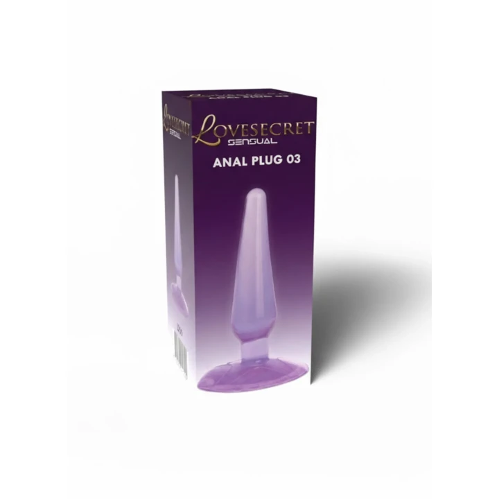 Korekt analny Lovesecret Sensual LS29, 11 cm, fioletowy z przyssawką