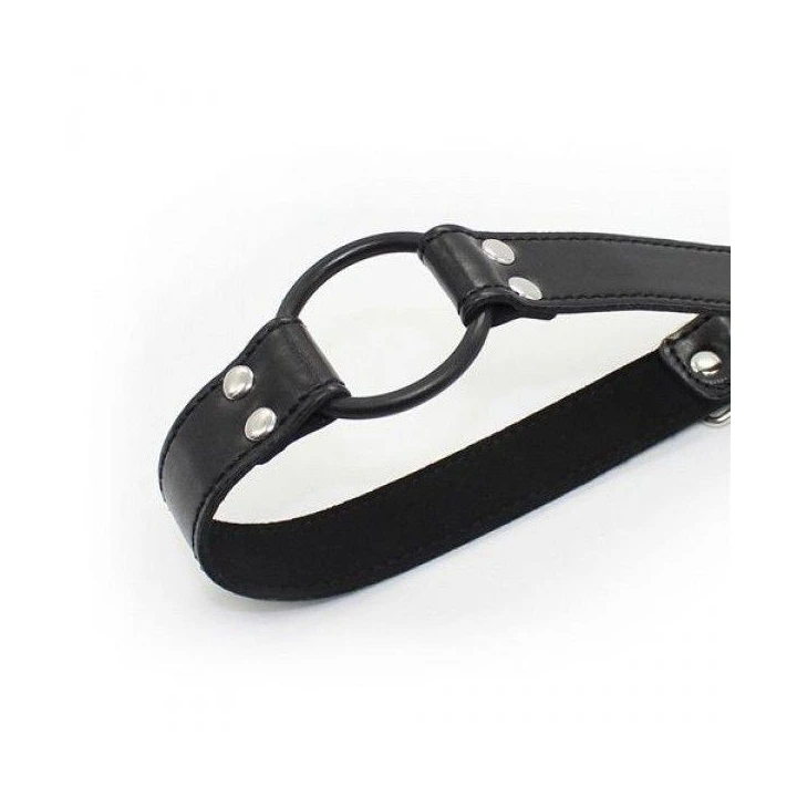 Pasek kneblowy Ring Gag Toyz4Lovers - czarny, z regulacją, fetish art