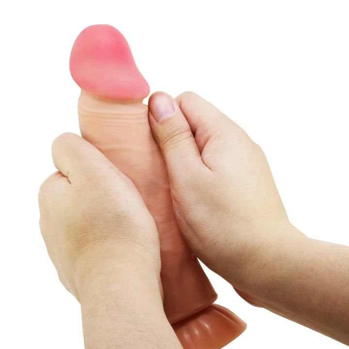 Dildo BAILE - TPR, 8,1'' z przyssawką, realistyczny z przesuwającą się skórą