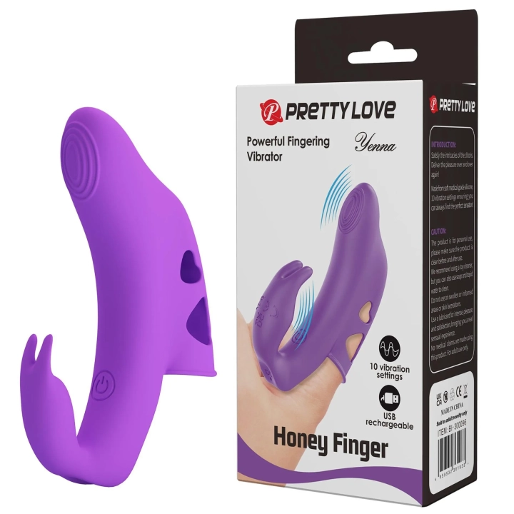 Wibrator palcowy Yenna Honey Finger, 10 funkcji wibracji, silikon ABS
