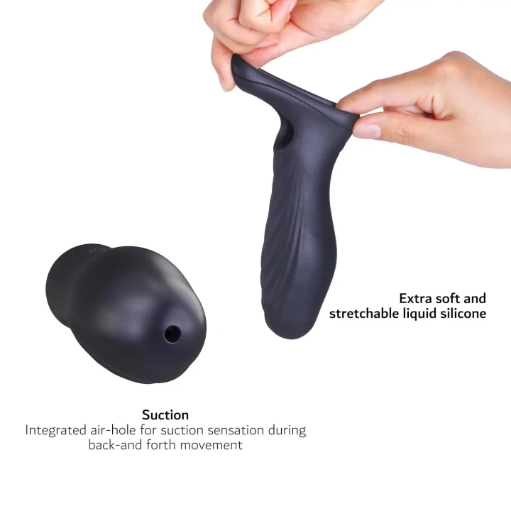 Masturbator 2-w-1 RYZER Max Black Plum — silikon XL, regulowane podciśnienie, IPX7