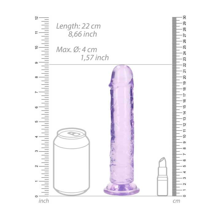 Dildo Realistyczne CRYSTAL CLEAR, 8.7'' (22 cm), Przyssawka, Bez ftalanów, TPE