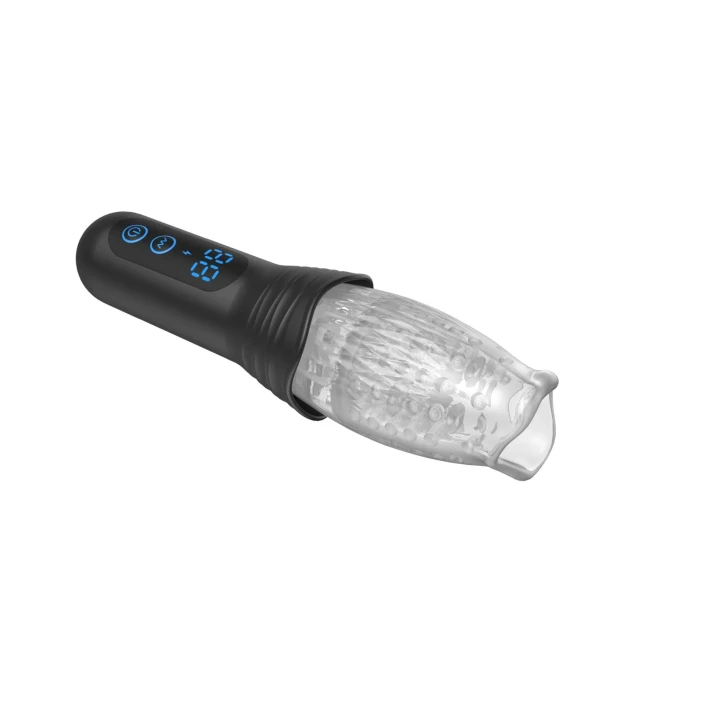 Masturbator rotacyjny z wibracją i pchnięciem, 9 trybów, ładowanie USB, 25,35 cm