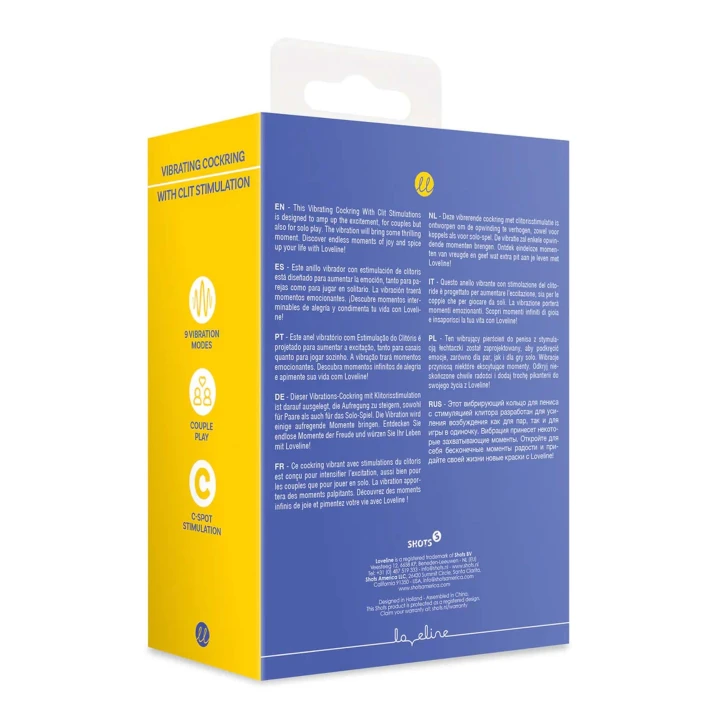 Wibracyjny Pierścień Erekcyjny Loveline z Stymulacją Łechtaczki, Niebieski