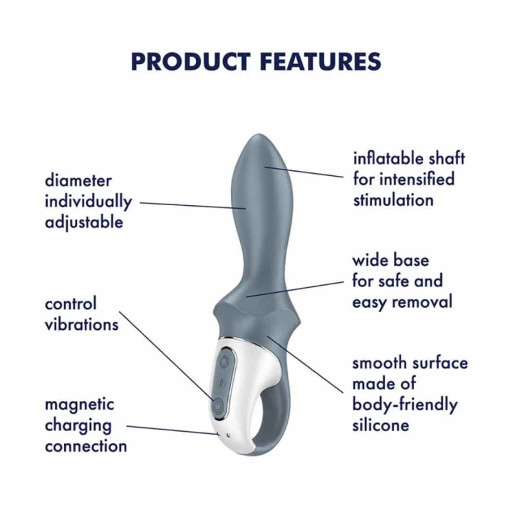 Wibrator analny Satisfyer Air Pump – Funkcja pompowania, 2 silniczki, wodoodporny