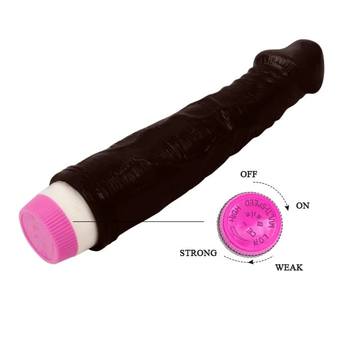 Dildo BAILE z wibracjami, 23 cm długości, TPR ABS, żłobiony trzon