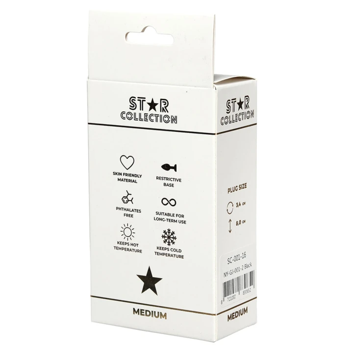 Korek analny – silikonowy, czarny z przezroczystym kamieniem (rozmiar M)