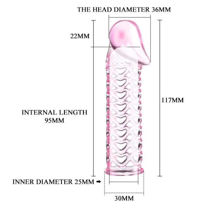Osłona na penisa BAILE - TPR, wodoodporna, różowa, z efektem opóźniającym wytrysk