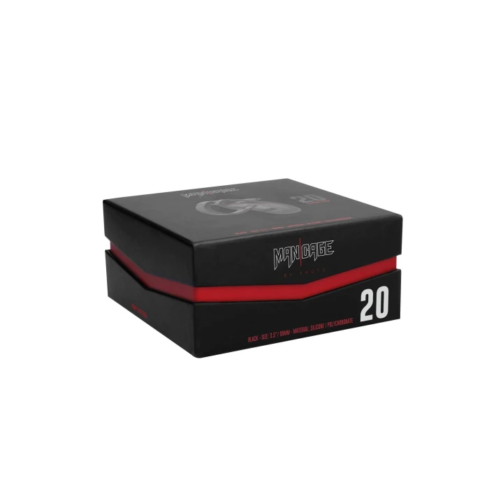 Klatka na penisa - Mancage Model 20 - Silikon - 3.5" - Czarna - Medyczny silikon, Regulowane pierścienie