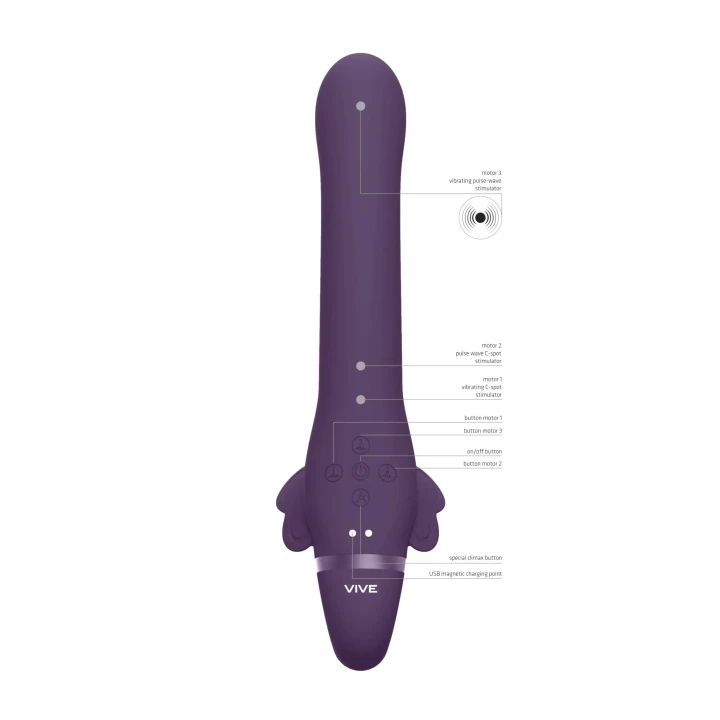 Strap-on bez uprzęży VIVE SATU - 3 silniki, 10 trybów, wodoodporny, hipoalergiczny