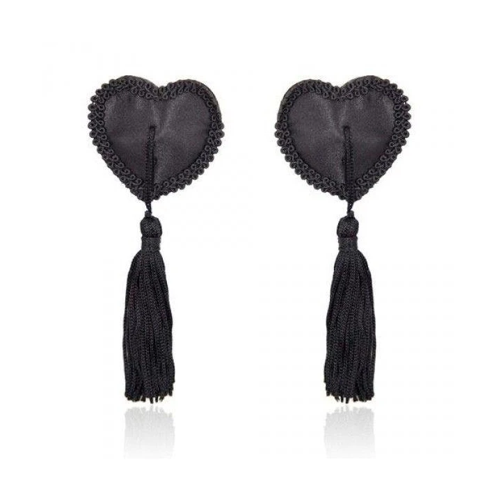 Nakładki na sutki samoprzylepne, wielokrotnego użytku w kształcie serca - czarne