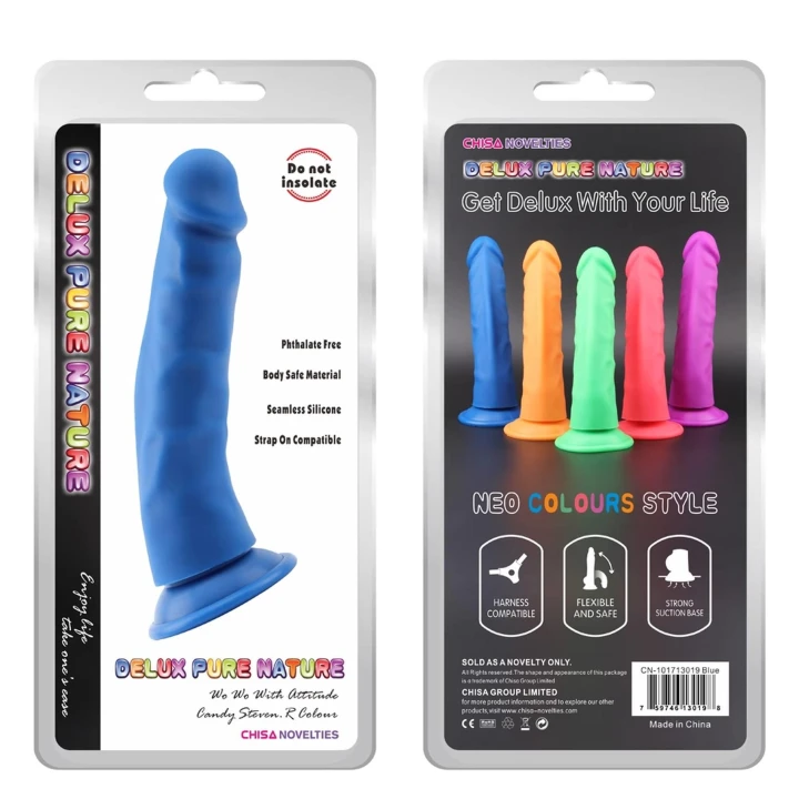 Dildo Steven.R-Blue, Płynny silikon, Antybakteryjny, Realistyczny design