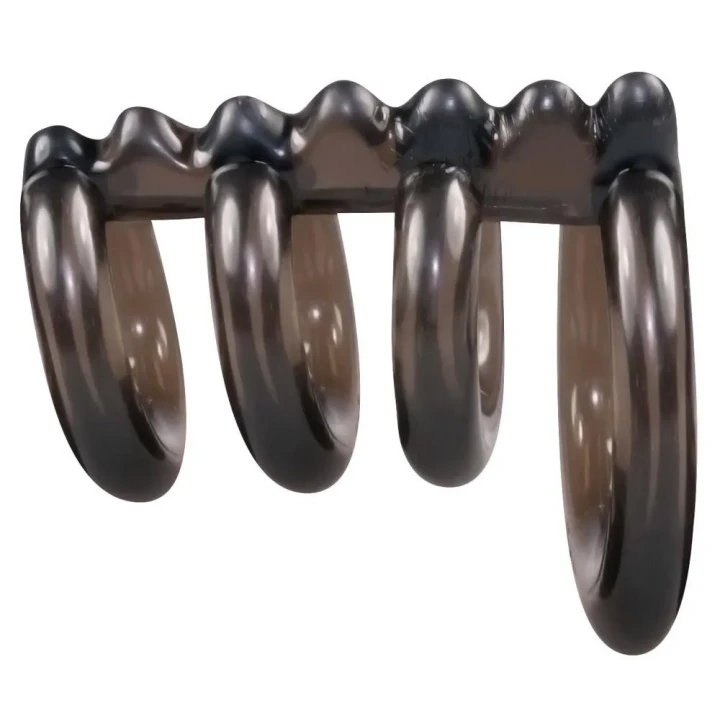 Pierścień erekcyjny Bad Kitty, 4-częściowy zestaw z TPE, grubość 8 mm, czarny