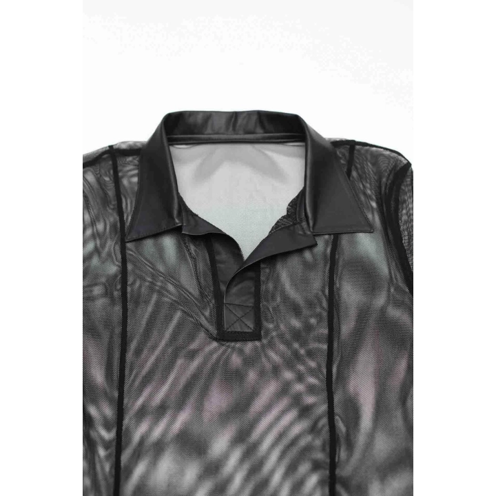 Polo REGNES FETISH PLANET – siateczkowe, transparentne, wetlook kołnierzyk 5XL