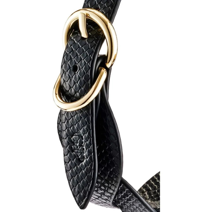 Obroża BDSM ze smyczą GUILTY PLEASURE – wegańska skóra, regulowany pasek, złoty łańcuszek