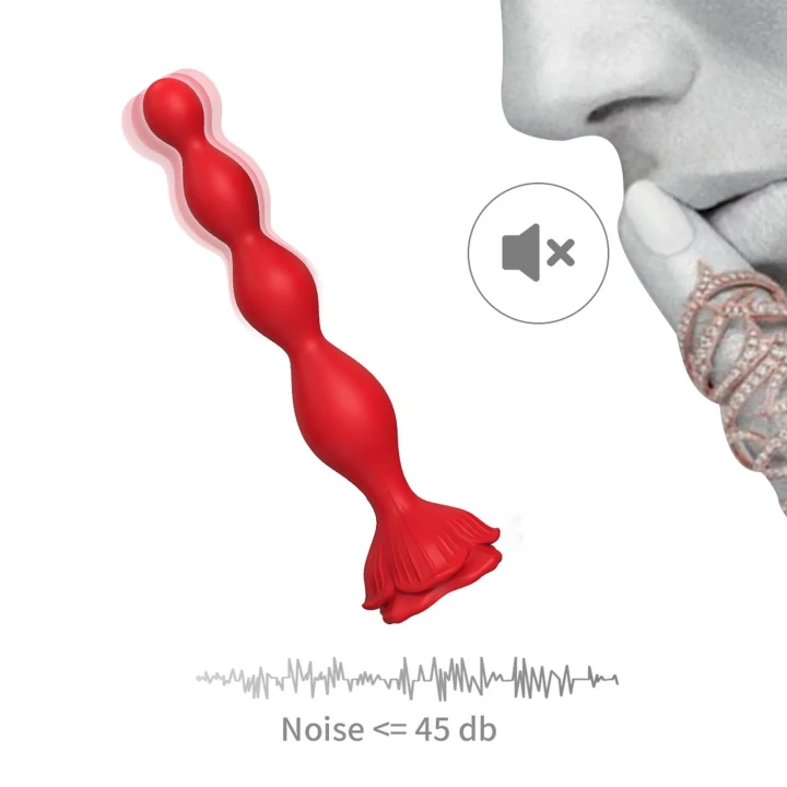 Stymulator analny, Rosestick Red - 9 funkcji wibracji, silikon medyczny, 10,2 cm