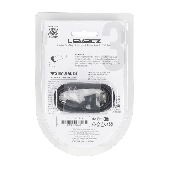 Pierścień erekcyjny LEVELZ - silikon, wibrujący, 6,3 cm