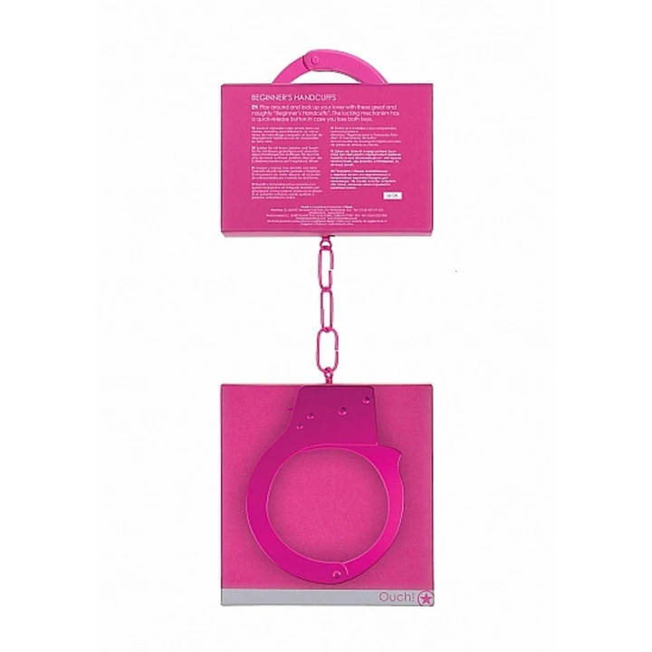 Kajdanki metalowe - różowe, dla początkujących, kompaktowe 28,5 cm, bezpieczne