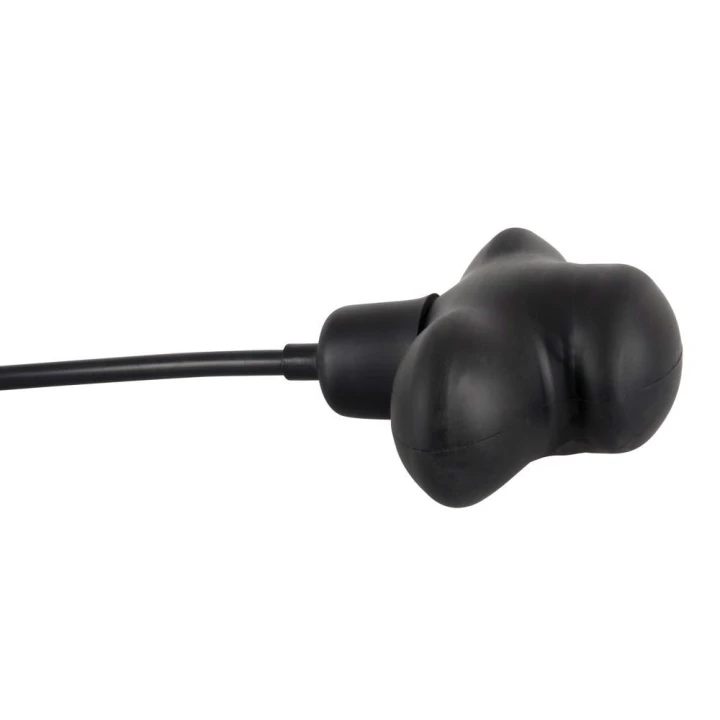 Knebel silikonowy z kulą pompową - czarny, 12 x 5,5 cm, lateksowa pompka