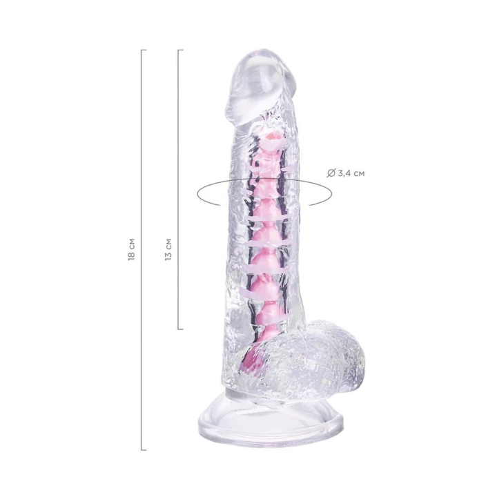 Dildo A-Toys Paret, elastyczny, przeźroczysty, 18 cm, z przyssawką, z TPE
