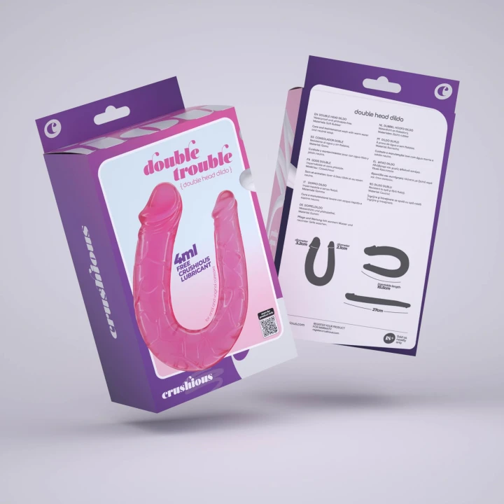 Dildo podwójne Crushious, elastyczne, 27 cm, realistyczne detale, wodoodporne