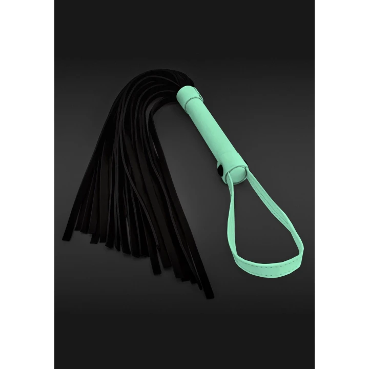 Flogger do BDSM GLO - Skórzany PU 61 cm, świecący w ciemności, idealny do krępowania