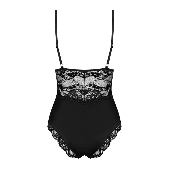 Body OBSESSIVE, czarne S/M, koronkowe zdobienia, elastyczny materiał, miseczki usztywniane