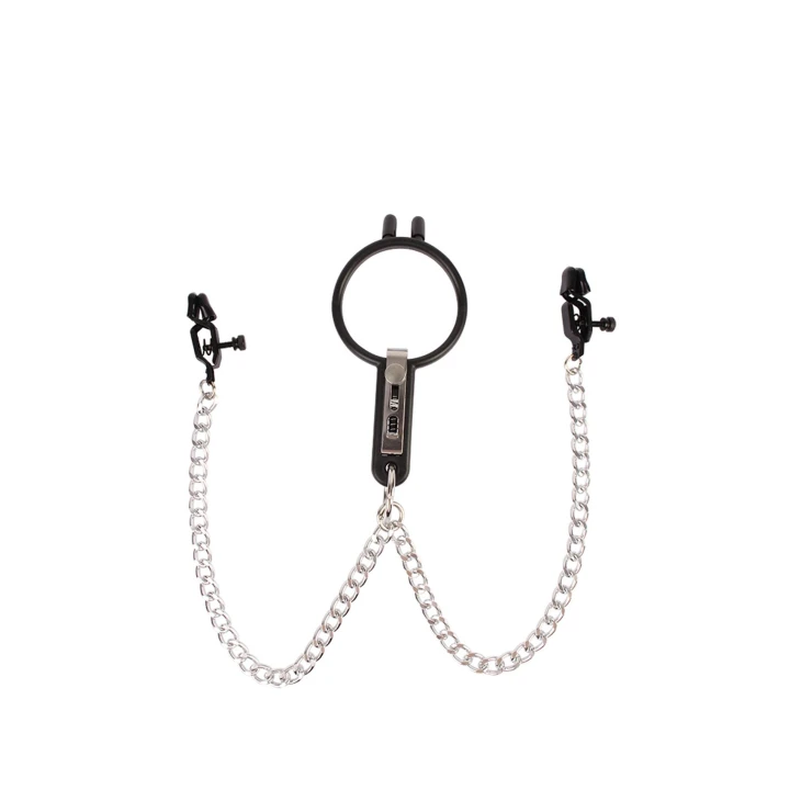 Rozwieracz do ust z klamrami na sutki, ABS + Metal + PVC, Zestaw BDSM