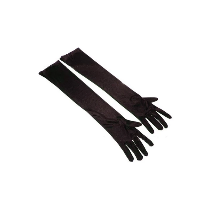Rękawiczki długie satynowe PARIS HOLLYWOOD, czarne, eleganckie, uniwersalne 54 cm