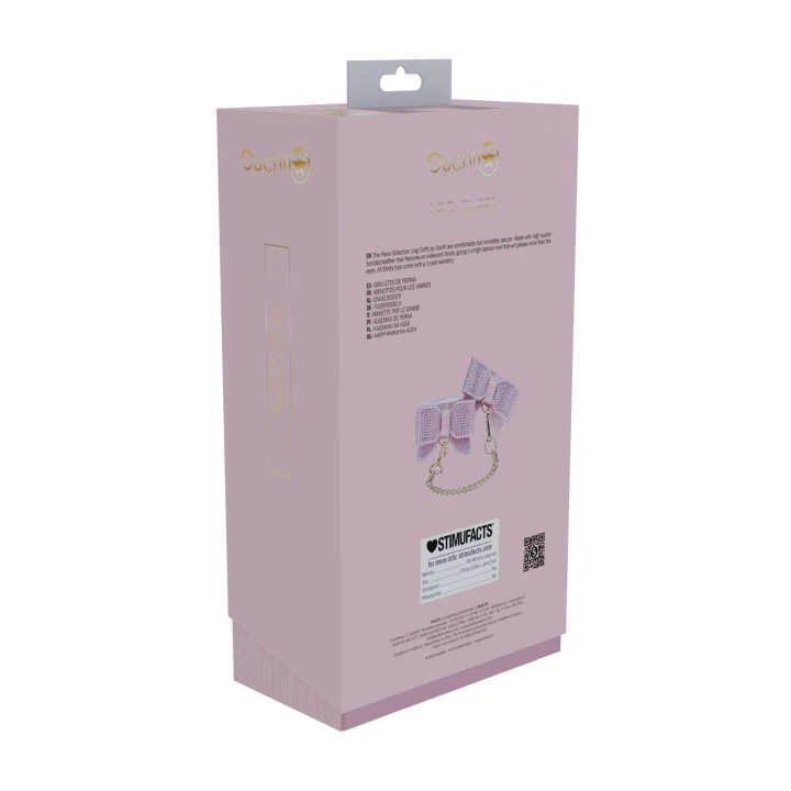 Kajdanki na kostki Ouch! Paris - regulowane, skórzane, iryzujące wykończenie