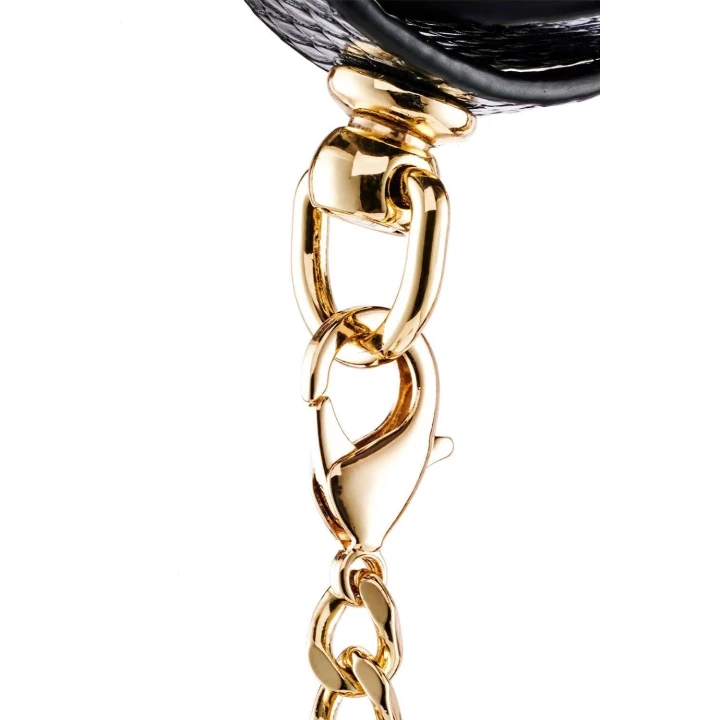 Kajdanki bondage GUILTY PLEASURE – plecionka z wegańskiej skóry, regulowane paski, złote okucia