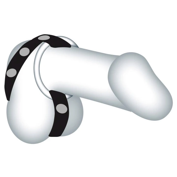 Pasek skórzany Sextreme z 3 metalowymi pierścieniami i regulacją obwodu, 21 cm