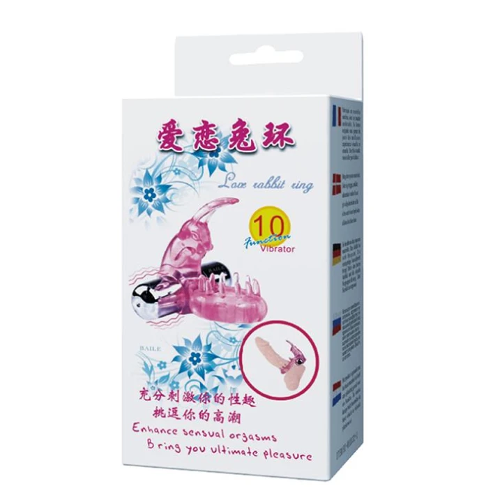 Pierścień erekcyjny BAILE z wibratorem, 10 funkcji, różowy, materiał TPR ABS